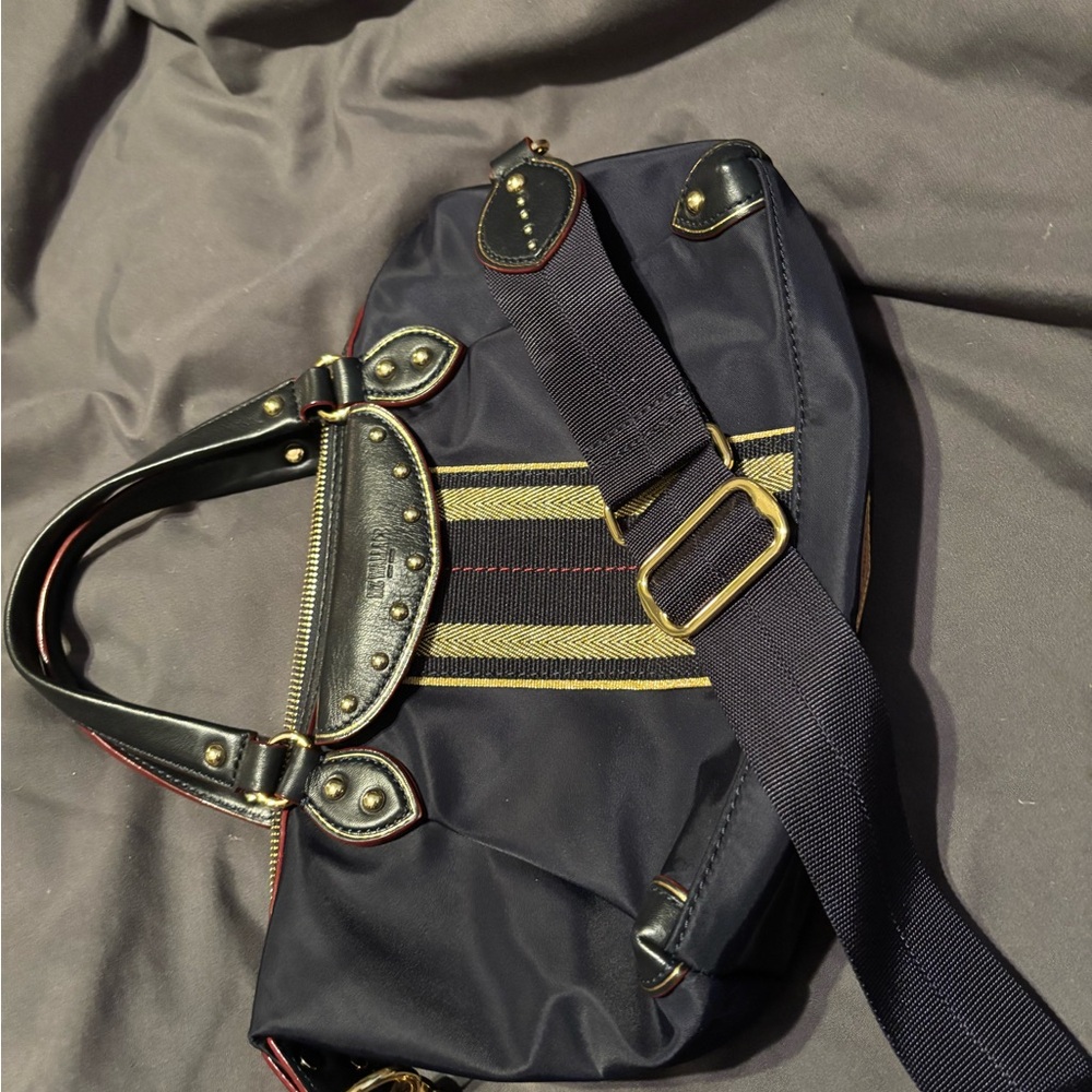 MZ Wallace Navy Crossbody Tote withGold Hardware and Details